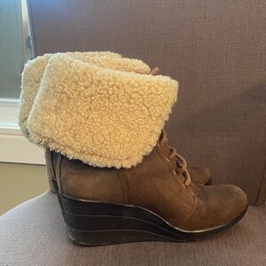 UGG Brown Wedges with Cream Fur